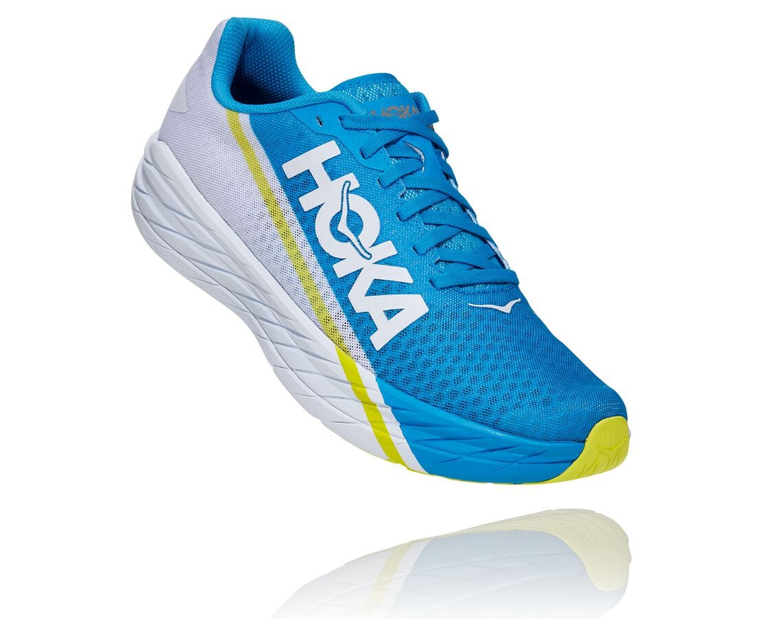 Hoka One One All Gender Rocket X South Africa - Womens Road Running Shoes - White / Blue,DGHLQ-8543